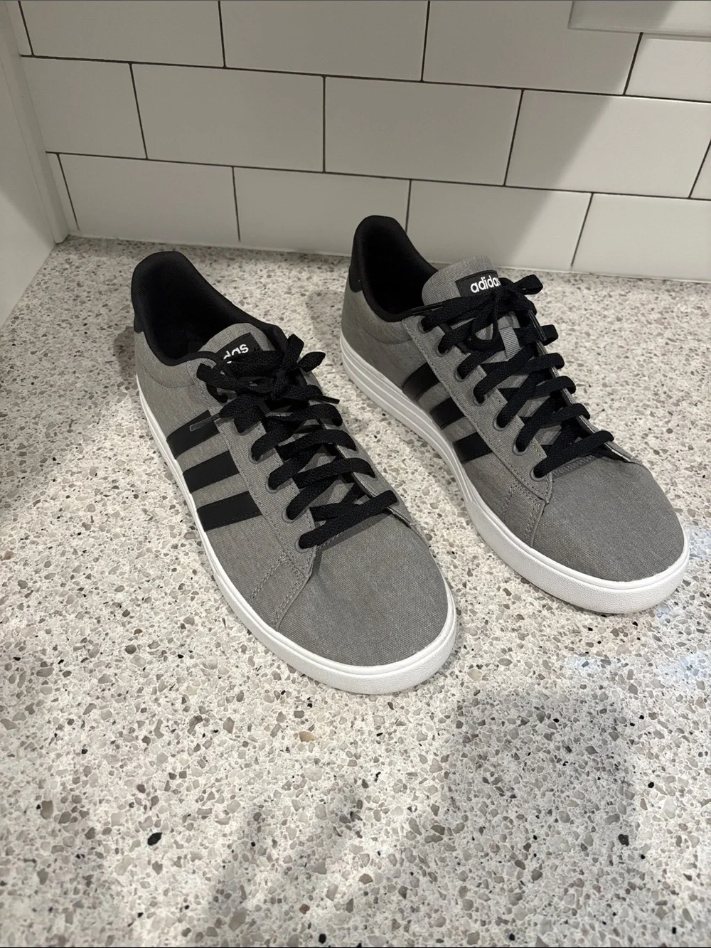 adidas Gray Canvas Sneakers with Black Stripes